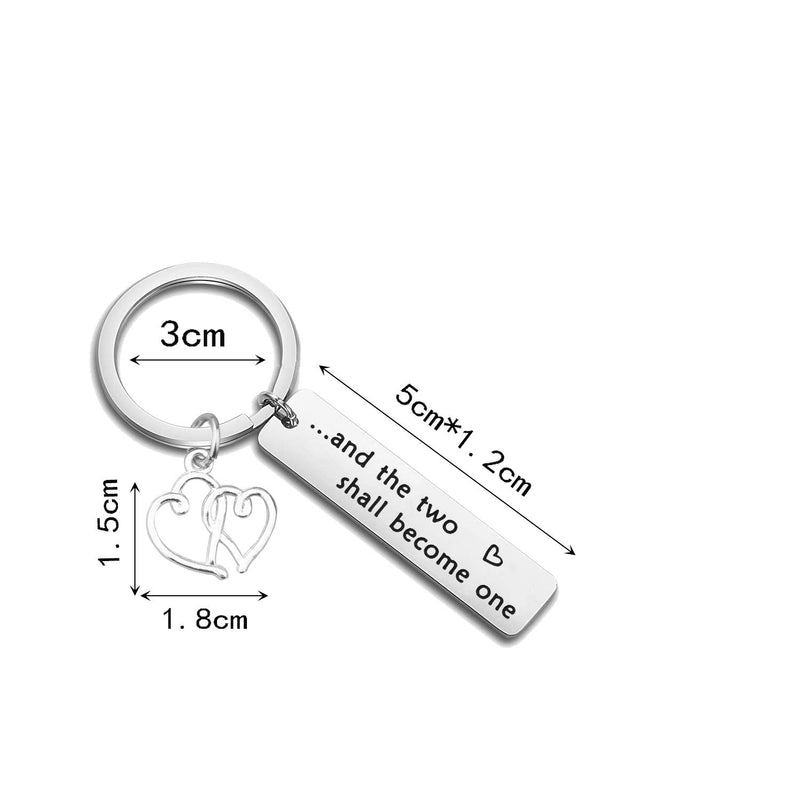 [Australia] - MYOSPARK Wedding Gift and The Two Shall Become One Christian Keychain Bridal Shower Engagement Gift for Newlywed Bride Groom And The Two Shall Become One Keychain 