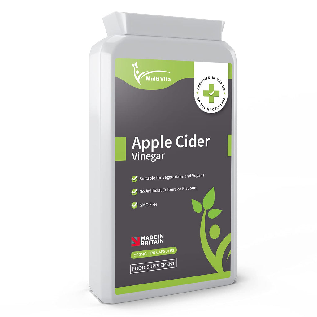 [Australia] - Multivita Apple Cider Vinegar 120 x 500mg Vegan Capsules – Premium Quality Supplement Rich in Acetic Acid and Pectins – No Additives or GMOs – UK Manufactured 