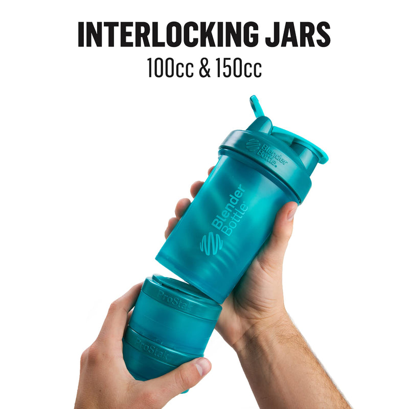 [Australia] - BlenderBottle Shaker Bottle with Pill Organizer and Storage for Protein Powder, ProStak System, 22-Ounce, Pebble Grey 