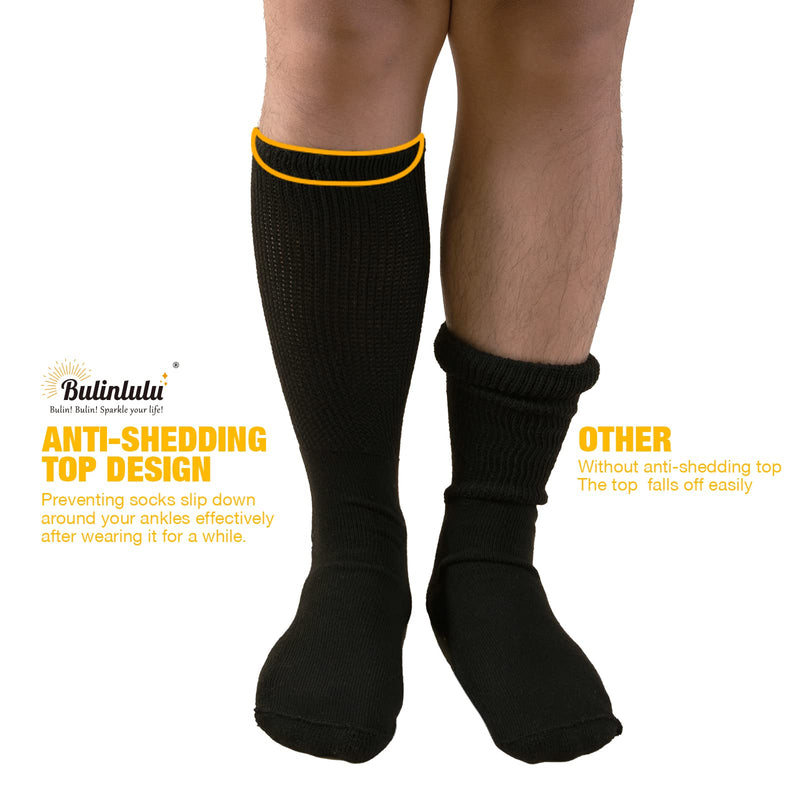 [Australia] - Bulinlulu Extra Wide Socks for Swollen Feet- 4 Pairs Super Wide Diabetic Socks for Men,Hospital Bariatric Socks Edema Socks Women,Cast ,Lymphedema Socks 4 Pairs Black Without Grips 