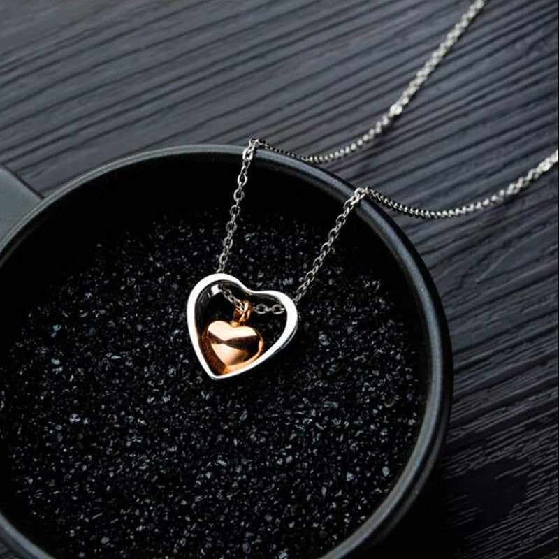 [Australia] - SexyMandala Love Heart Double Urn Necklace for Ashes Urn Jewelry Memorial Keepsake Pendant 