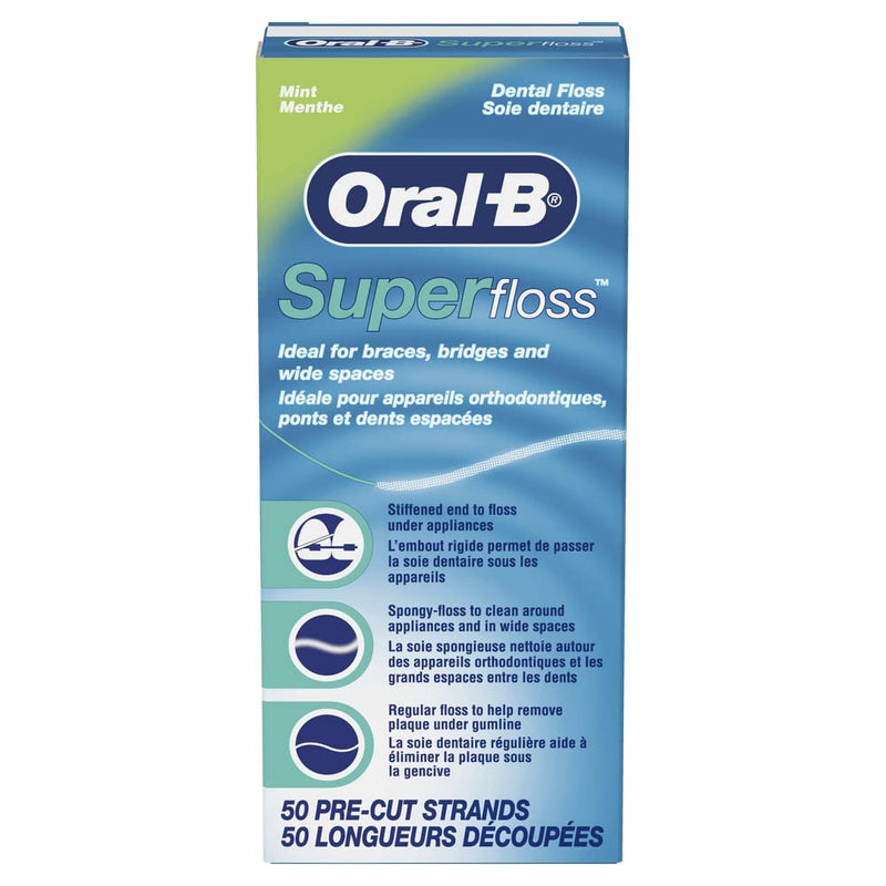 [Australia] - Oral-B Super Floss Mint Dental Floss Pre-Cut Strands 50,Pack of 6 