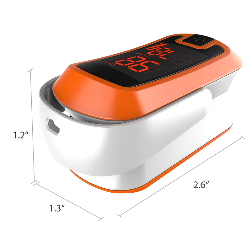 [Australia] - MIBEST Orange LED Finger Pulse Oximeter - Blood Oxygen Saturation Monitor - SPO2 Pulse Oximeter - Portable Oxygen Sensor with Included Batteries - O2 Saturation Monitor with Carry Pouch Orange - LED 