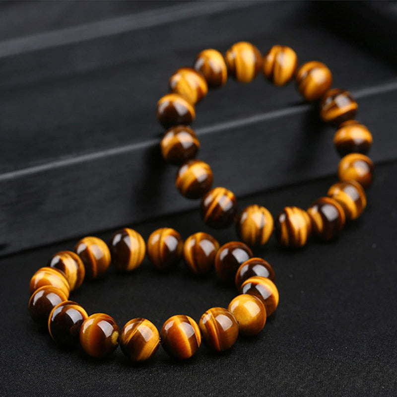 [Australia] - Healing Necklace Natural Yellow Tiger Eye Protection Chakra Beads Stone Pendant for Women Men Adjustable 