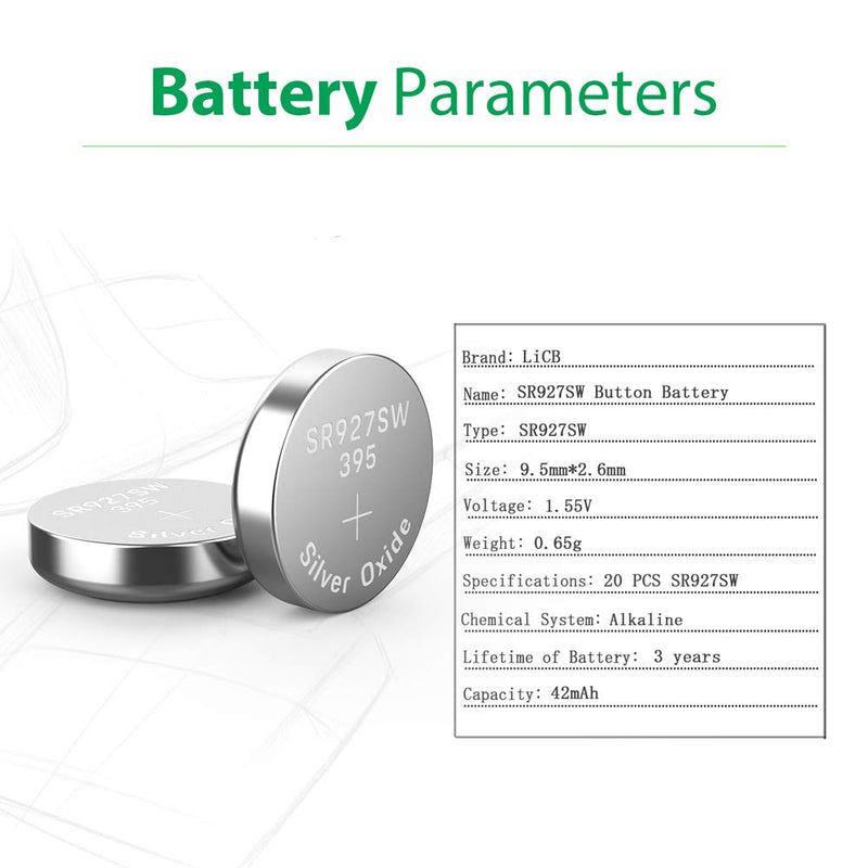[Australia] - LiCB 20 Pack SR927SW 395 399 AG7 Battery 1.5V Watch Batteries 
