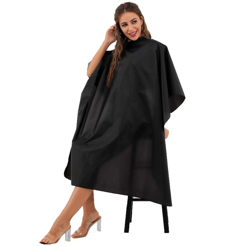 [Australia] - Black Waterproof Hair Salon Cape Professional Barber Cape with Metal Snap Closure Hair Cutting Cape for Adults Water Resistant Hairdressing Cape 59" x 47" (Pack of 3) Pack of 3 