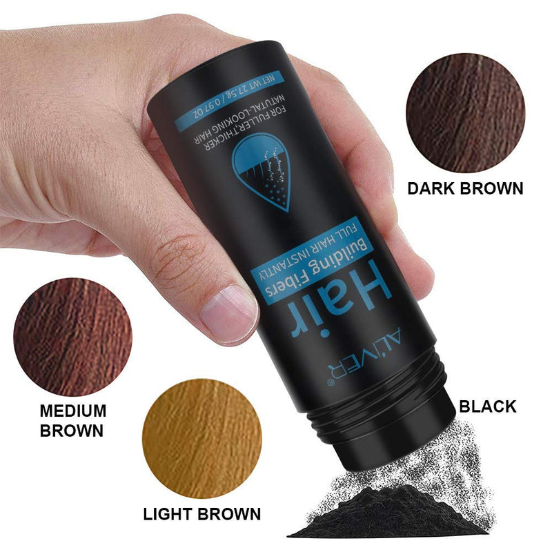 [Australia] - Professional Quality Fiber Hair Powder Spray, Hair Building Fibres Hair Loss Concealer for Thinning Hair for Women and Men Best Hair Thickening Products (Black) Black 