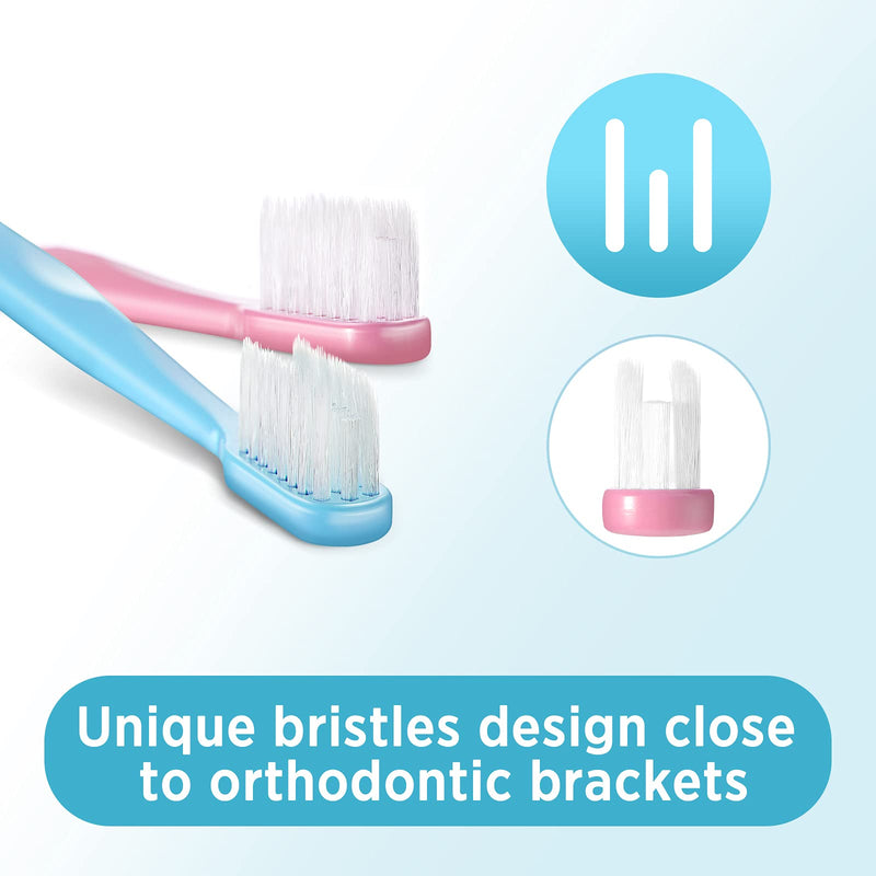[Australia] - 4 Pieces Tufted Toothbrush Brace Toothbrush Double Ended V-Trim Bristles Toothbrush Soft Trim Toothbrush Single Tufted Toothbrush for Braces Detail Cleaning 