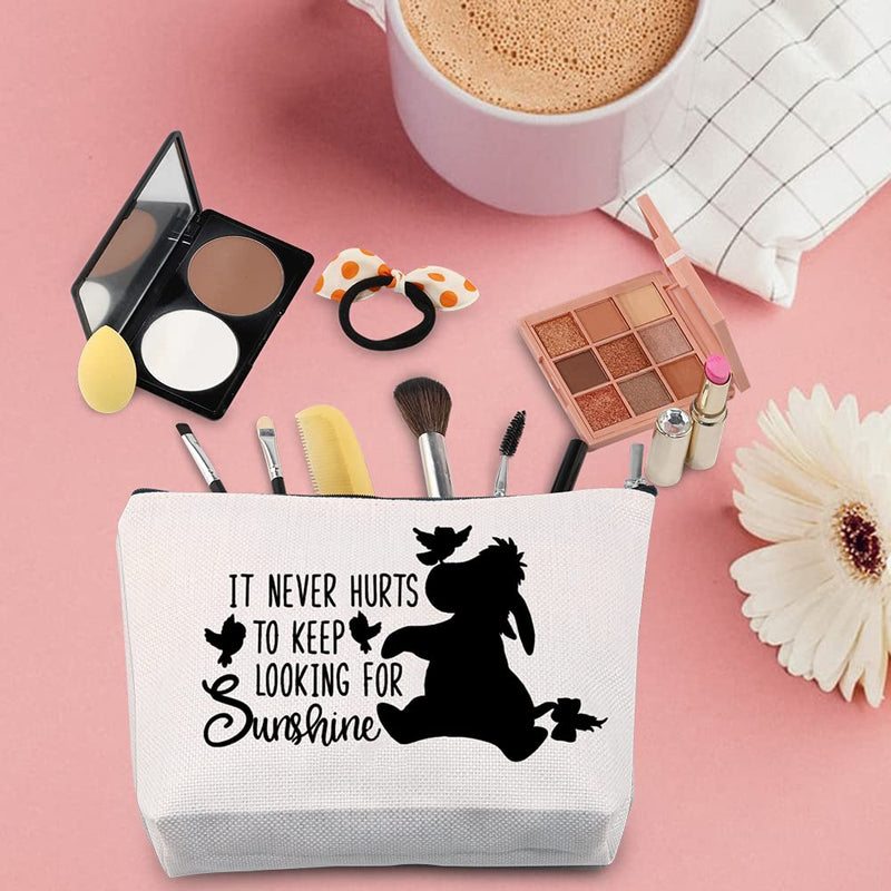 [Australia] - TSOTMO Eeyore Quote Makeup Bag Novelty Cosmetic Bag It Never Hurts to Keep Looking for Sunshine Inspiration Gift (LOOKING SUNSHINE) Looking Sunshine 