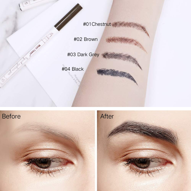 [Australia] - Liquid Eyebrow Pen, Music Flower Tattoo Brow Microblading Pencil with a Micro-Fork Tip Applicator, Fine Sketch Durable Waterproof (Black) Black 