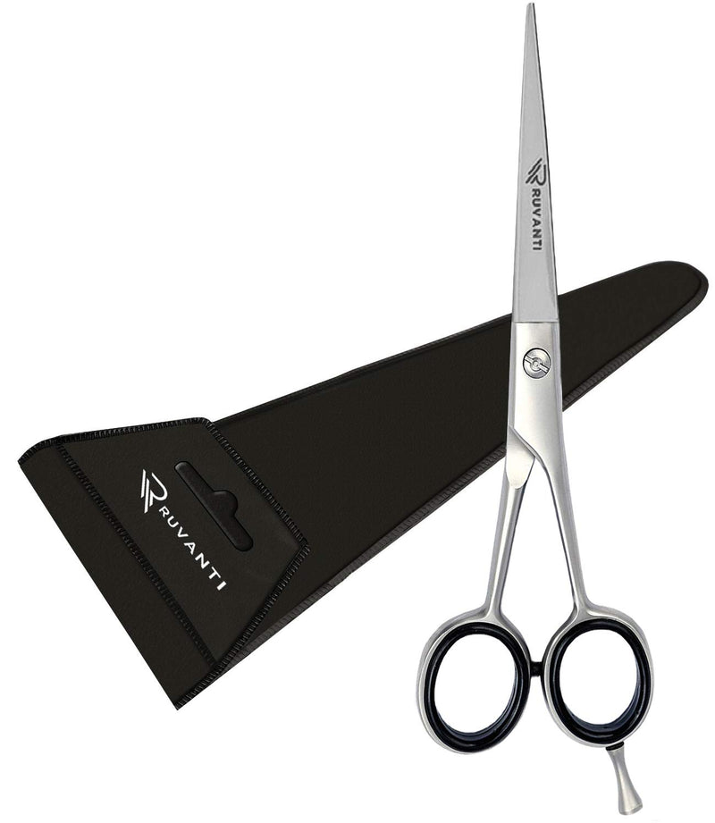 [Australia] - Ruvanti Professional Hair Cutting Scissors - Sharp Blades Hair Shears/Barber Scissors/Mustache Scissors - J2 Stainless Steel Hair Scissors - 6.5"- Haircut/Hairdresser Scissors for Kids, Men and Women. Silver 