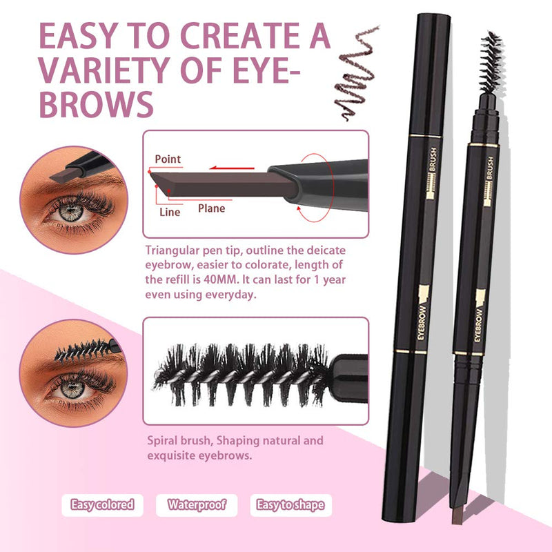 [Australia] - Eyebrow Kit, BOYI 6 in 1 Tweezers for Eyebrows, All-in-one Eyebrow Grooming Set Dermaplaning Tool Eyebrow Razor Brush Scissors Brown Eyebrow Pencil with Leather Pouch (A-Pink) A-Pink 