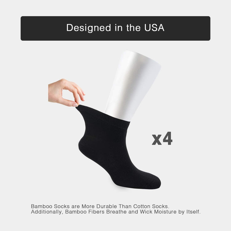[Australia] - Cosyfeel Diabetic Socks Women Loose Diabetic Ankle Socks Bamboo Socks for Women's, 4 Pairs Diabetics Neuropathy Socks Black Large 