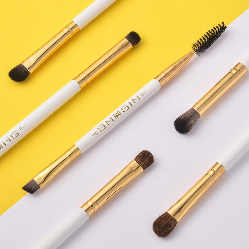 [Australia] - Eyebrow Brush Set, SMOSIN 6 Pieces Eyeshadow Brush Professional Eye Brow Brushes Kit, Portable Blending Brushes White 