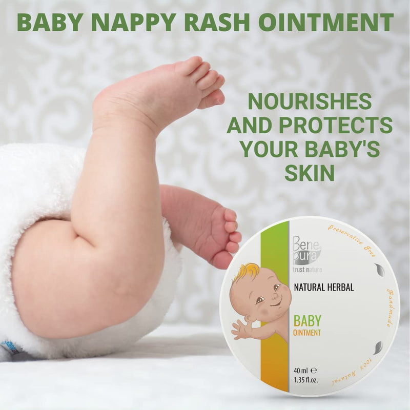 [Australia] - BenePura Nappy Rash Ointment - Baby Nappy Cream - Natural Nappy Rash Cream for Babies with Calendula and Chamomile - Barrier Cream Baby Cream - Calms, Protects and Nourishes - Baby Moisturiser - 40 ml 