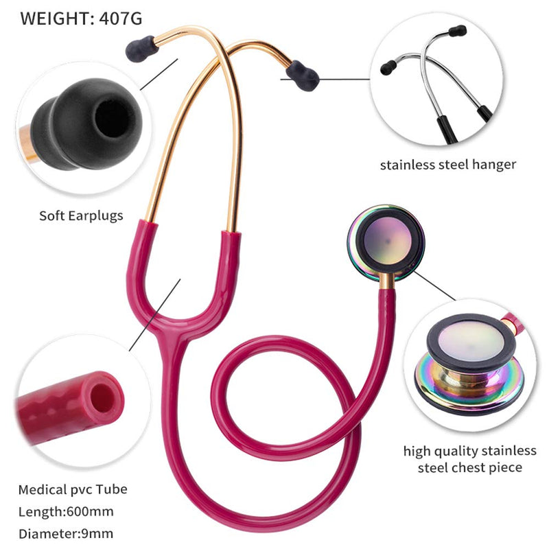 [Australia] - Stethoscope,Scienlodic Double Head Stethoscope with Ear Tips Professional Dual Head Home Clinical Use Customized Gold-Plated High-end rainbow 