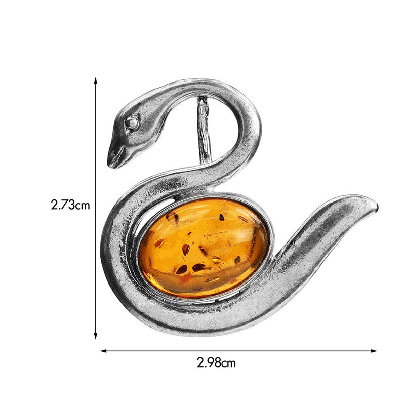 [Australia] - Amber Sterling Silver Swan Pendant Necklace Chain 18" 