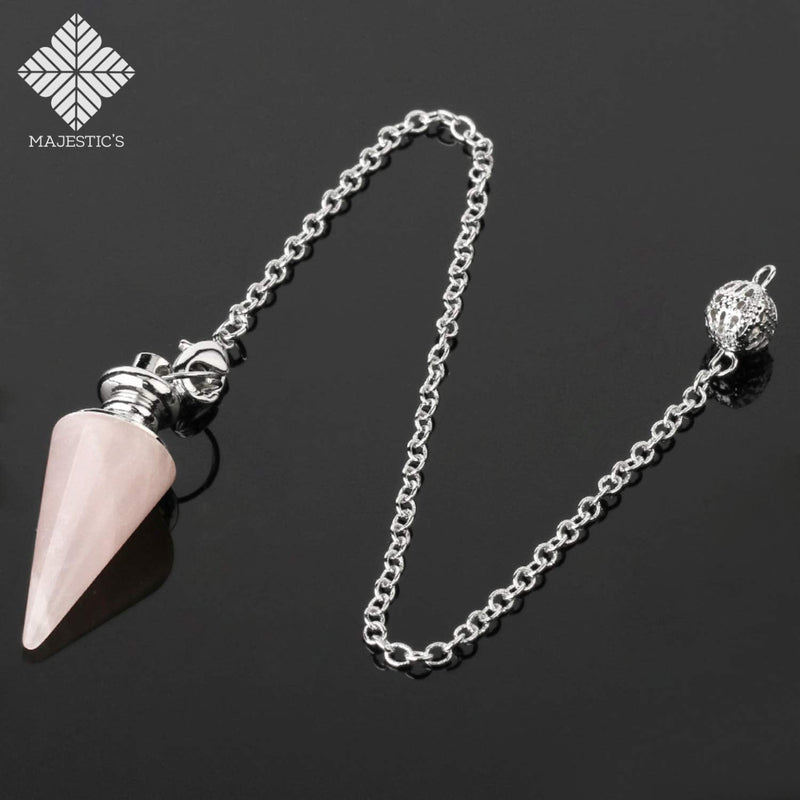 [Australia] - 3x Divination Pendulum Rock Crystal, Amethyst and Rose Quartz Cone Shape, Natural Stone Radiesthesia Pendulum - Pack of 3 Pendulums 