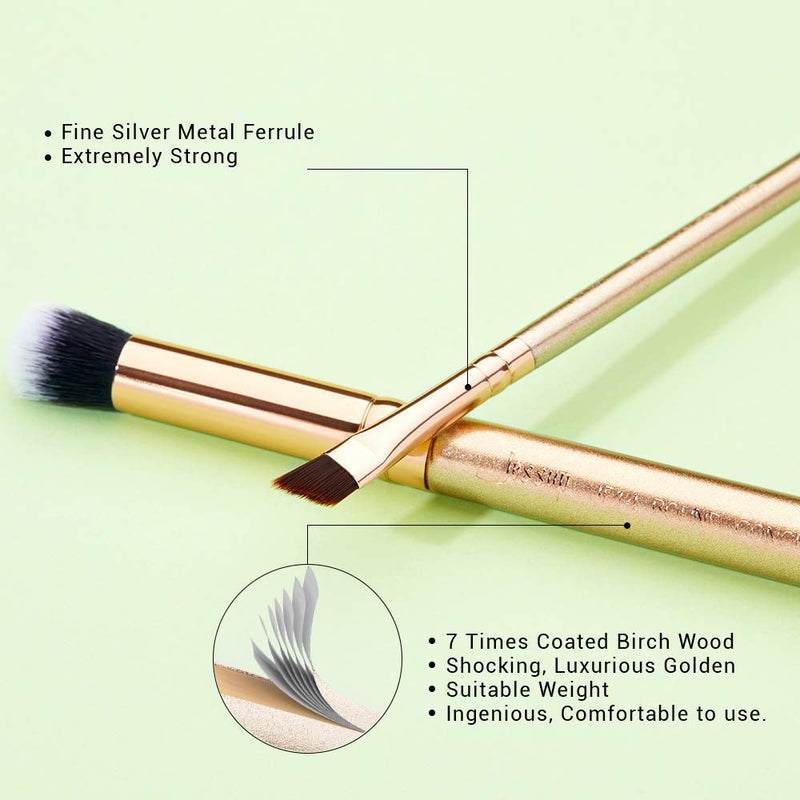 [Australia] - Jessup Eye Makeup Brush Set Professional 18pcs Gold Premium Synthetic Eye Shadow Blending Concealer Fan Lip Brow Liner Brushes, T422 