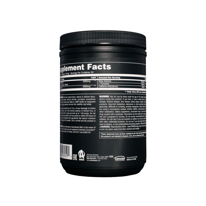 [Australia] - Animal Fury Pre Workout Powder Supplement for Energy and Focus 5g BCAA 350mg Caffeine Nitric Oxide Without Creatine Powerful Stimulant for Bodybuilders, Watermelon, 30 Servings 