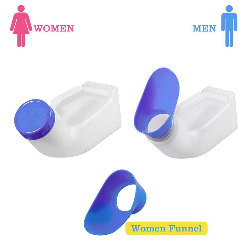[Australia] - Unisex Urinals, Plastic Urine Bottles for Men and Women, SpillProof Screw Cap Lid, Portable Toilet Urinals Ideal for Car Travel Outdoor 1x Urinal - White and Blue 