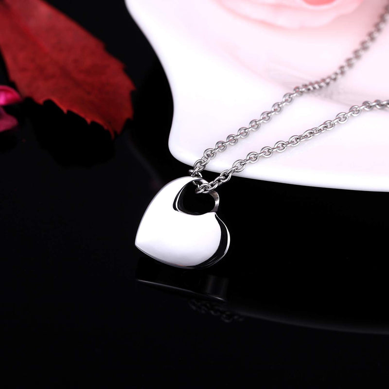 [Australia] - Norya Heart Pendant Cremation Urn Necklace Stainless Steel Keepsake Waterproof Memorial Jewelry A Piece of My Heart is in Heaven 