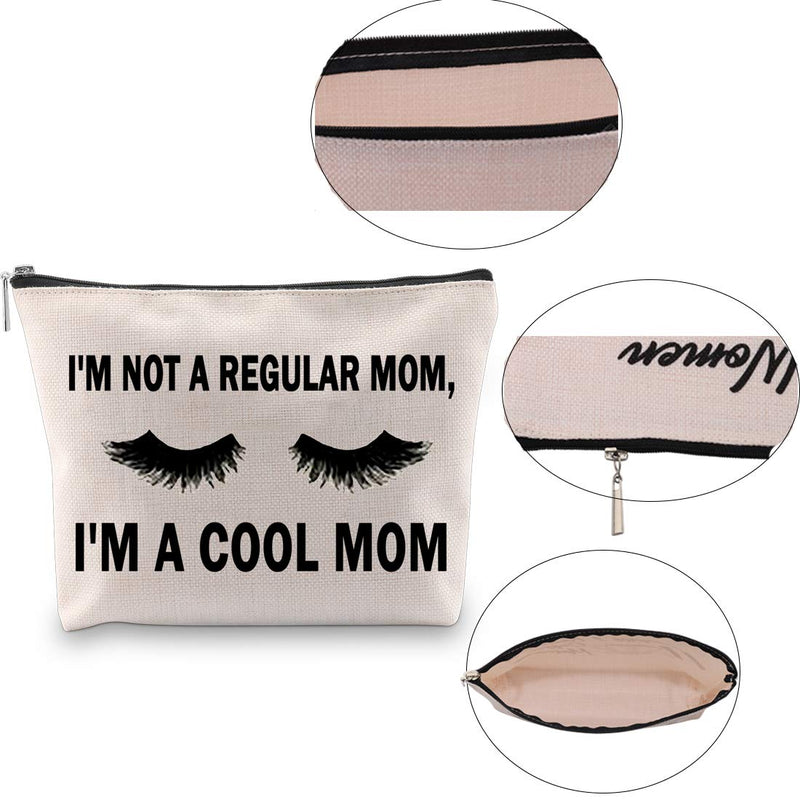 [Australia] - POFULL Cosmetic Bag for Mom Mather Travel Makeup Pouch I'm Not A Regular Mom I'm A Cool Mom Makeupbag Mother's Day (Cool mom makeup bag) Cool mom makeup bag 