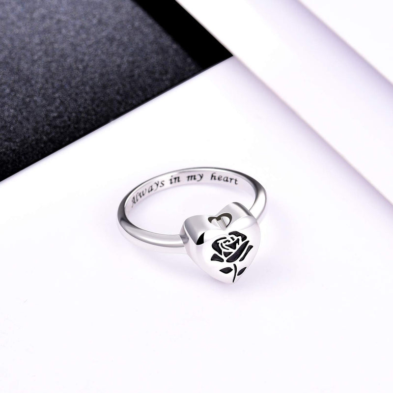 [Australia] - ACJFA 925 Sterling Silver Rose Urn Ring Heart Shape Hold Loved One Ashes Cremation Rings Memorial Jewelry for Women 8 