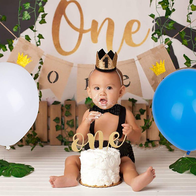 [Australia] - WELROG Baby Boys First Birthday Cake Smash Outfit Bow Tie Suspenders Bloomers Birthday Hat Sparkle Gold Set Black 