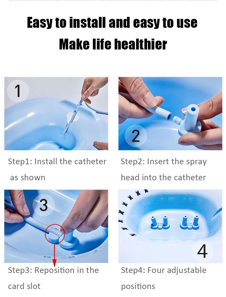 [Australia] - Sitz Bath for Toilet Hemorrhoids - MissZM, for Postpartum Pregnant-Women or Hemorrhoids, Non-Foldable Hangable Storage Large-Capacity Private Care Washing Anti-Overflow Toilet Seat(Blue with Flusher) Blue With Flusher 