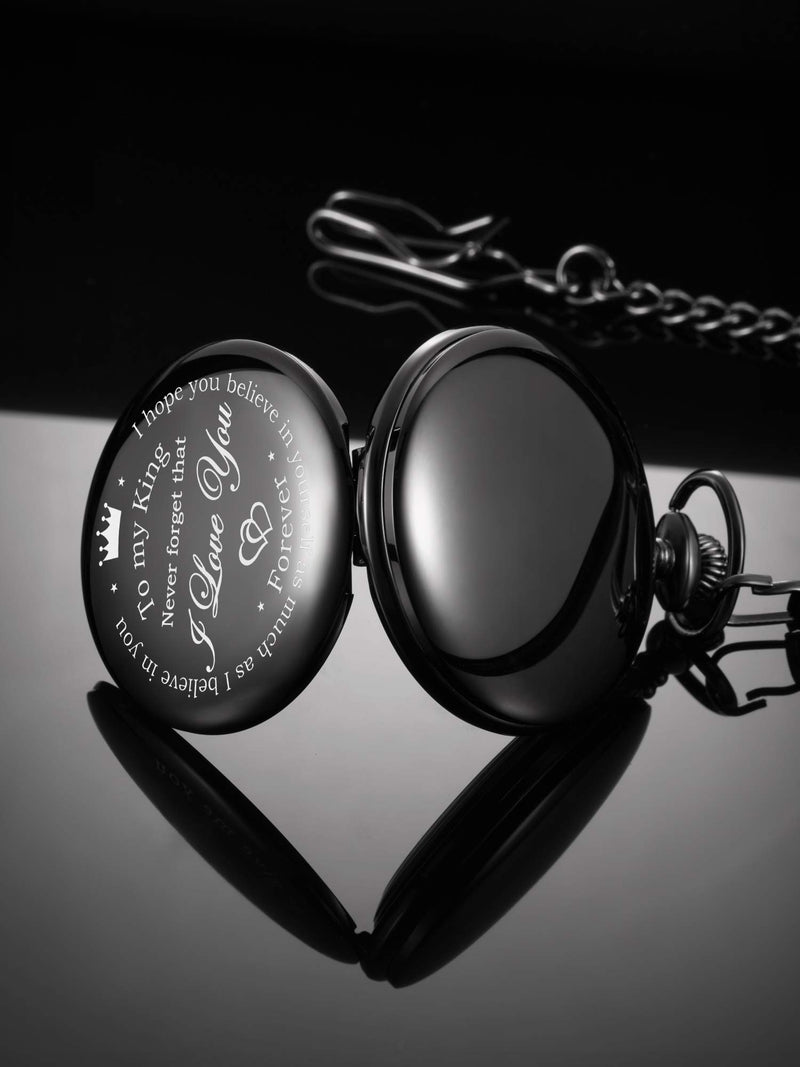 [Australia] - Anniversary Valentines Personalized Gift Engraved Pocket Watch with Chain for Men Husband Boyfriend on Valentines, Christmas, Birthday, Happy Wedding 