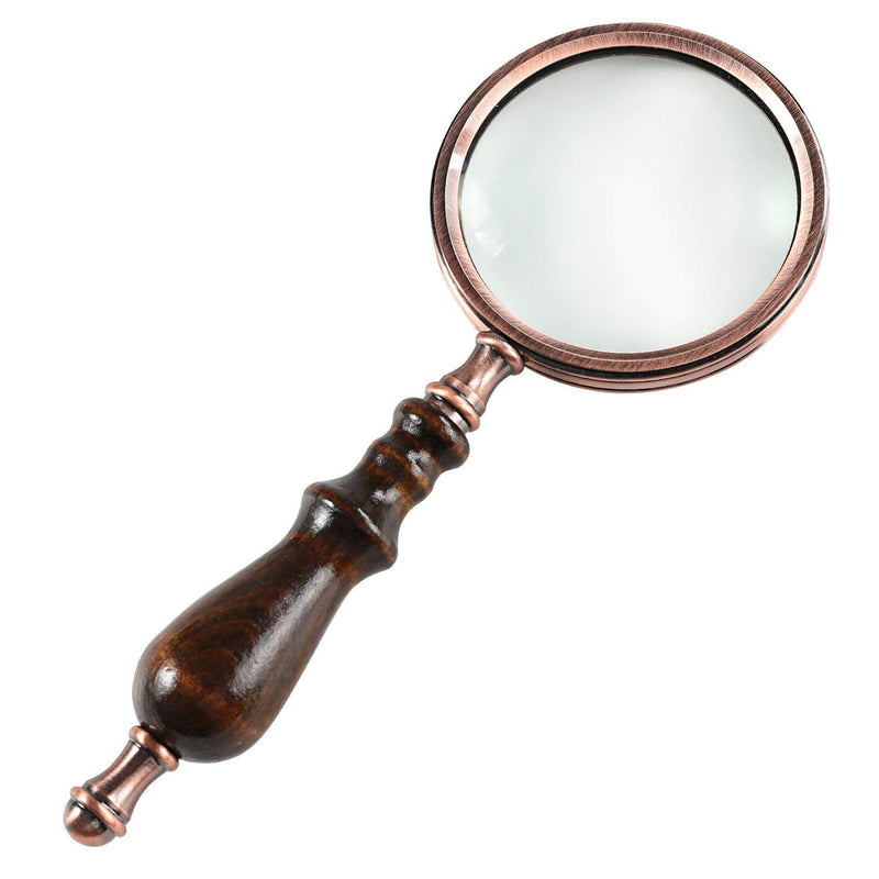 [Australia] - MSLAN Magnifying Glass,10X Antique Copper Handheld with Wooden Handle and Real Glass,Best Reading Magnifier for Elderly,Macular Degeneration 
