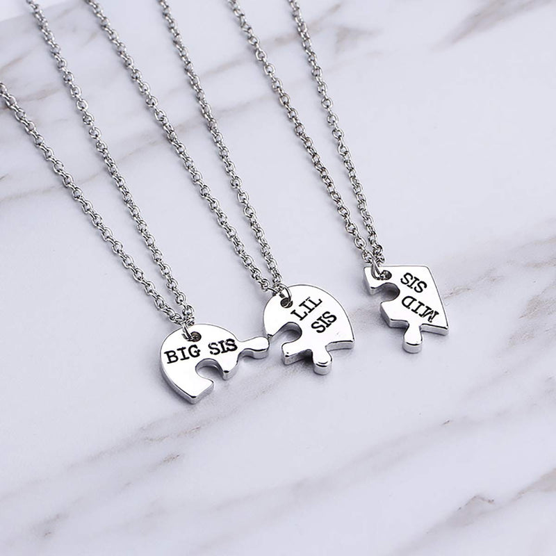 [Australia] - starchenie BFF Best Friend Necklaces for 2/3/4 Girls Fashion Rhinestone Crystal Puzzle Friendship Pendant Necklaces 3 heart bff 2 