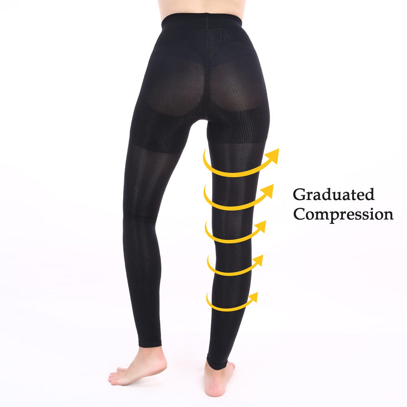 [Australia] - Suprenx Women's 8-15mmHg Footless Compression Pantyhose Tights Medical Quality Support Stocking Black Small-Medium 