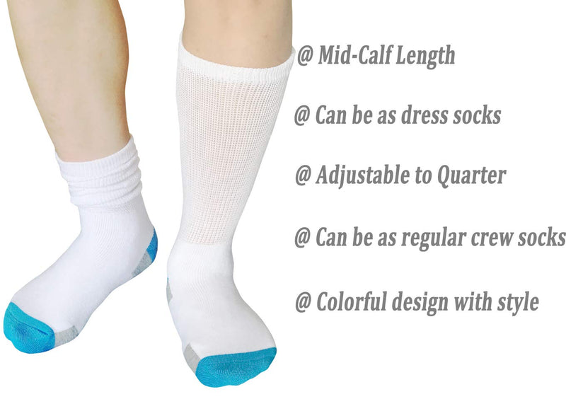[Australia] - Diabetic Socks Non-Binding Crew Wide Top for Neuropathy Edema Swollen Thick Ankle Bariatric Lymphedema Slipper Sox 