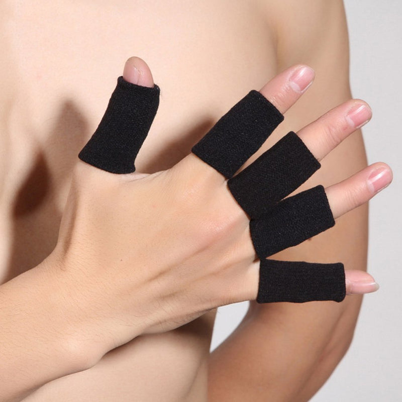 [Australia] - Finger Sleeves for Basketball Player, GranVela 10PCS Professional Nylon Fingerstall Finger Protector for Basketball, Volleyball, Tennis, Badminton and More (Black) Black 