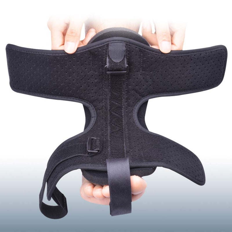 [Australia] - Plantar Fasciitis Night Splint Drop Foot Orthotic Brace,Improved Dorsal Night Splint for Effective Relief from Plantar Fasciitis, Achilles Tendonitis, Heel and Ankle Pain with Hard Spiky Massage Ball (black) black 