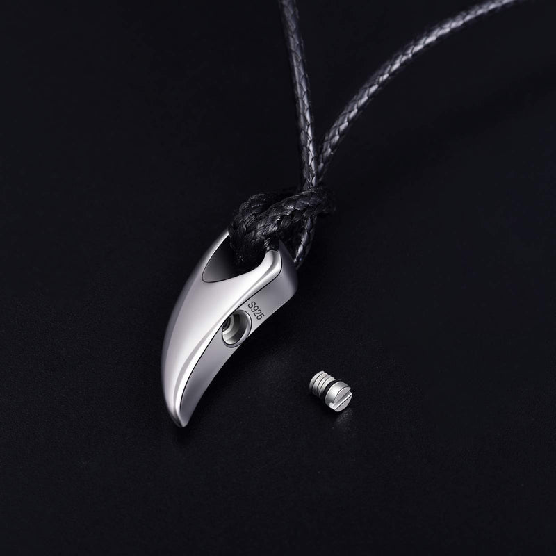 [Australia] - BEILIN 925 Sterling Silver Cremation Jewelry for Ashes Spear Wolf Teeth Urn Necklace for Men 