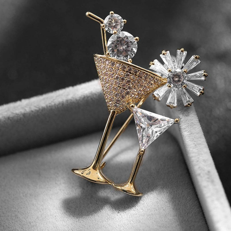 [Australia] - KAMRESH Luxurious Exquisite Cocktail Brooch Wedding Social Contact Pin Gold Silver Alloy Plus Rhinestone for Women Men 