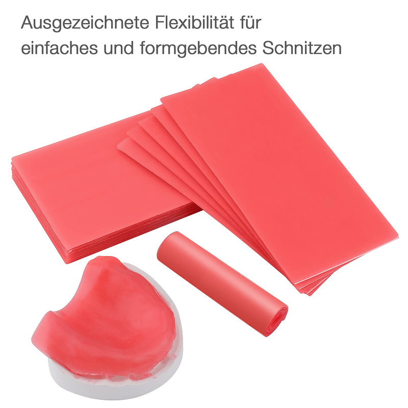 [Australia] - faruijie 20PCS Dental Base Plate Wax - Red Utility Bite Wax Sheets Denture Casting Wax Sheet Dentist Dental Lab Supply Modeling 