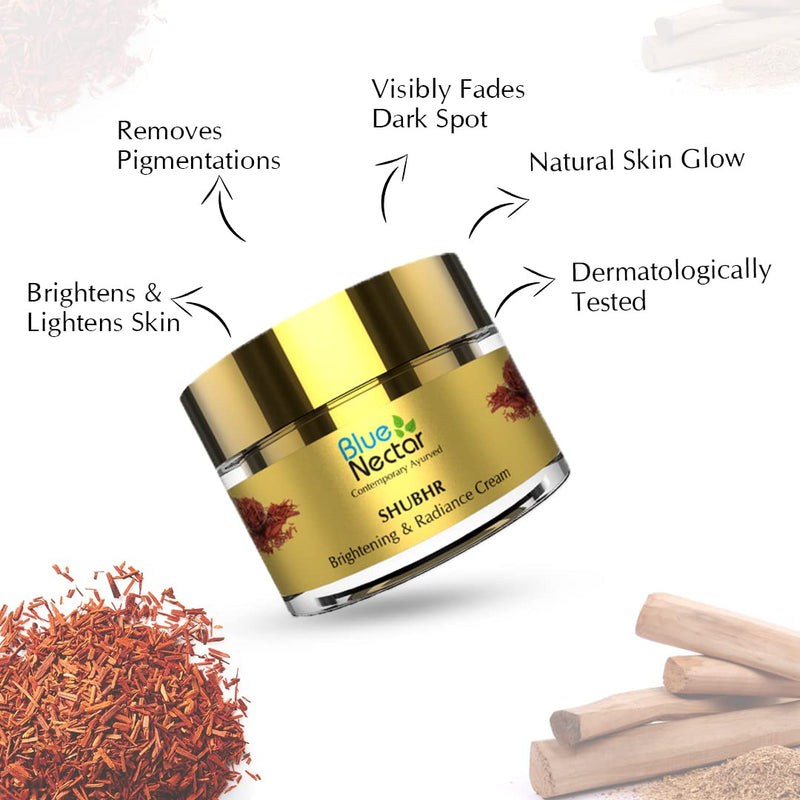 [Australia] - Blue Nectar Ayurvedic Brightening Face Cream for Skin Glow with Turmeric, Aloe Vera and 13 Ayurvedic Herbs, Women, 50 gm 