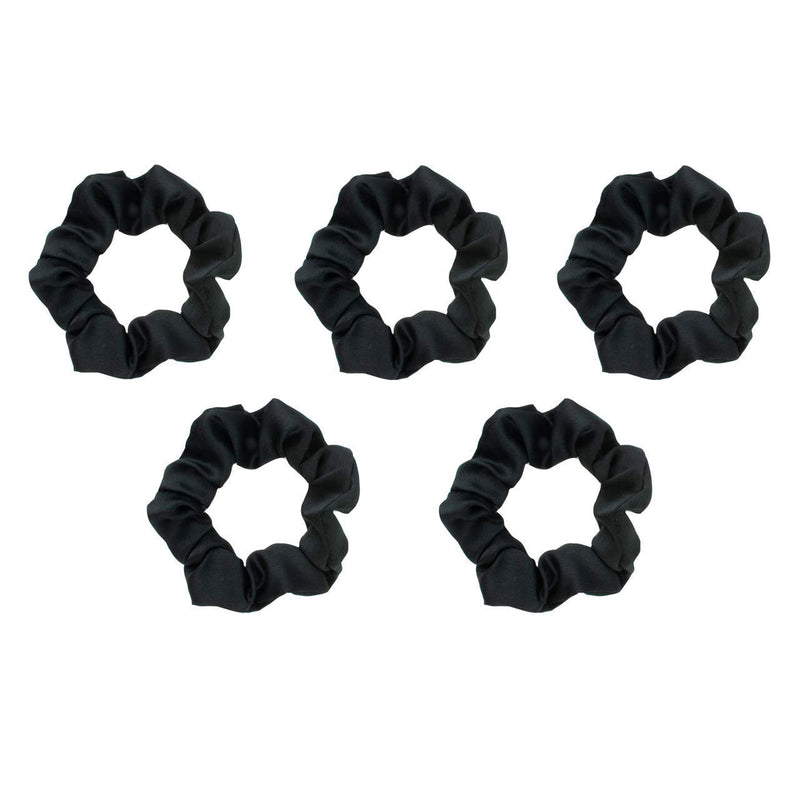 [Australia] - Kitsch Pro Satin Scrunchies, Softer than Silk, Hair Scrunchies for Frizz Prevention, Satin Hair Ties for Breakage Prevention and Gentle Style Preservation, Sleep and Night Scrunchie, 5 Pack, Black 