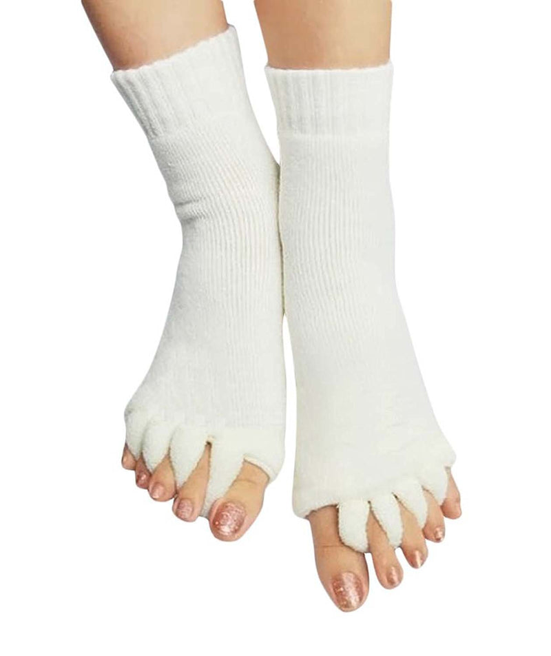 [Australia] - Minjie Men Women Comfort Foot Toes Alignment Socks Stretch Tendon Relieve Pain Feet 3 Pairs Rose+black+white 