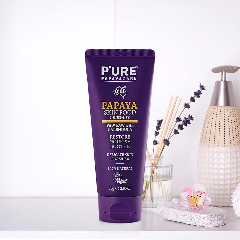 [Australia] - P'URE PAPAYA CARE Papaya Skin Food - Vegan Friendly & Cruelty Free - Award-winning Multi-use Balm with Shea Butter, PawPaw,Jojoba Oils & Calendula - 75g Purple 
