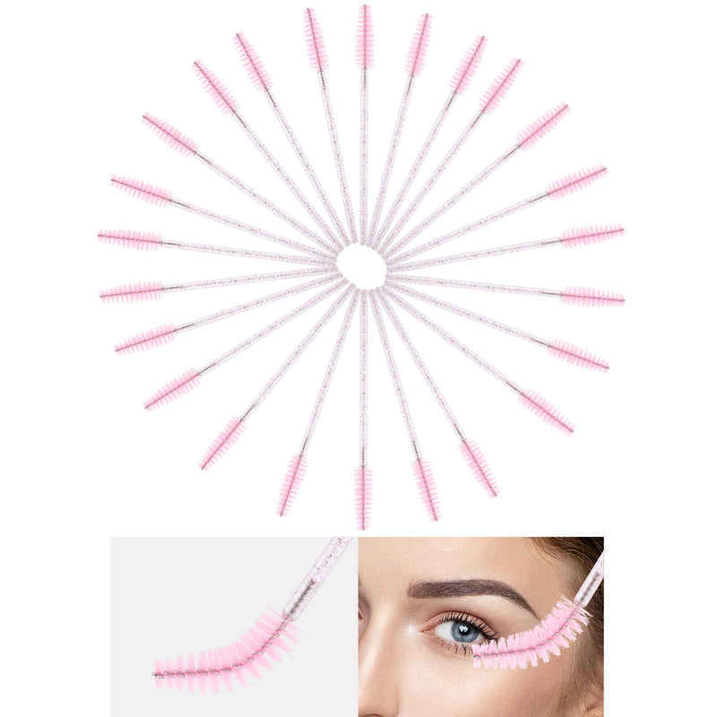 [Australia] - 200 Lip Brush and Eyebrow Spoolie, Crystal Disposable Lipstick Applicator, Mascara Wands, Makeup Beauty Tool Kits (Pink) 1 x 100 Lip Brush+100 Pink Mascara Wands 