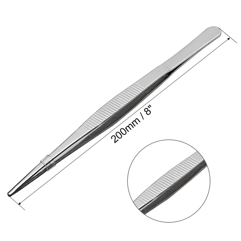 [Australia] - sourcingmap 4 Pcs 8-Inch Stainless Steel Straight Blunt Tweezers Serrated Tip Daily Garden Tool 8",Straight Blunt,4Pcs 