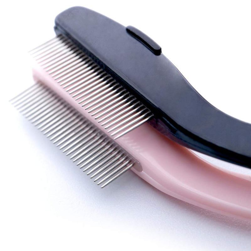 [Australia] - G2PLUS Folding Eyelash Comb, 4 PCS Eyebrow Comb Metal Teeth, Professional Tool for Define Lash & Brow 