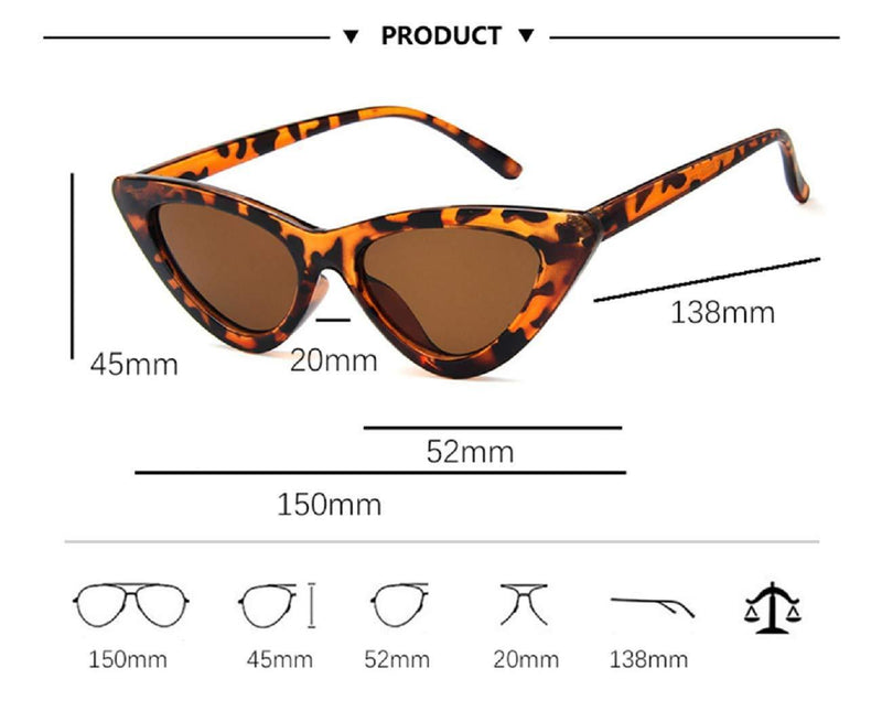 [Australia] - Slim Cat Eye Leopard Sunglasses Women Ladies Retro Vintage Cateye Reflective IBIZA 2020 