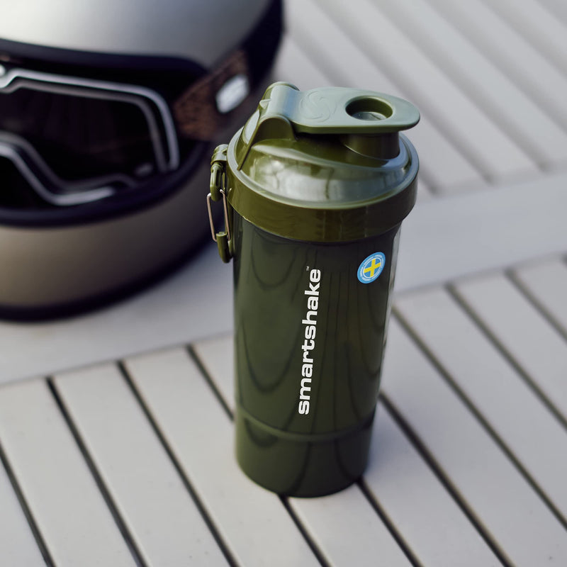 [Australia] - Smartshake Original2Go One Protein Shaker Bottle With Storage – 800ml BPA Free Large Gym Shake Bottles for Women Leakproof Water Bottle for Protein Shakes (Army Green) Army Green 
