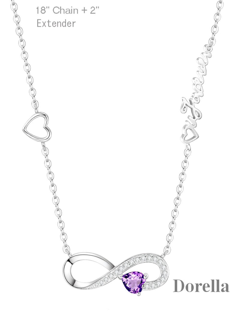 [Australia] - Love You Forever Jewelry for Wife Mom Birthday Gifts Amethyst Necklace for Women Teen Girls Sterling Silver Infinity Heart Jewelry Love Hearts Infinity Purple Amethyst Necklace 